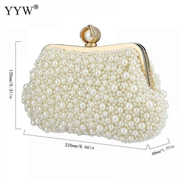 Handväskor Lyxiga Aftonväskor Vit Pärlbeströdd Clutch Party Bröllop Axelväska Designer Väska Kvinnor Bankett Kopplingar