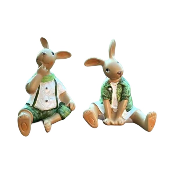 Påskehare Figur Dekoration Festlig Kunstig Harpiks Påske Håndlavet Kanin Fe Have Ornament Husholdning
