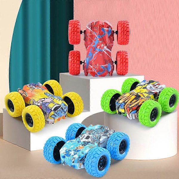 Mini Inertia Bil Leksaker För Barn Kollision Automatisk Omsättning Dubbelsidig Löpande Bil Leksak Pojkar Och Flickor Roliga Interaktiva Leksaker Style-A Red