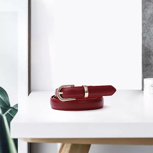 Kvinnors midjebälte, figursydd, enfärgad, spänne i legering, justerbart, i konstläder, accessoarer till damkläder Wine Red