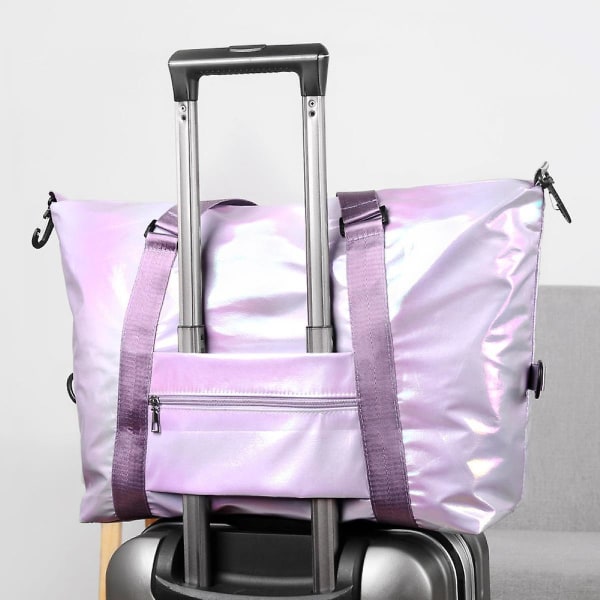 Bright Complexion-rejsetaske med stor kapacitet weekendtaske, tør og våd adskillelse til fitness, rejser, ferie Lilla0
