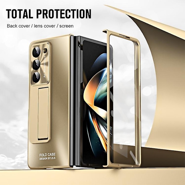 Skyddande Fodral för Samsung Galaxy Z Fold5 5g med Integrerad Ag Matt Yta och Pennfack Champagne Gold