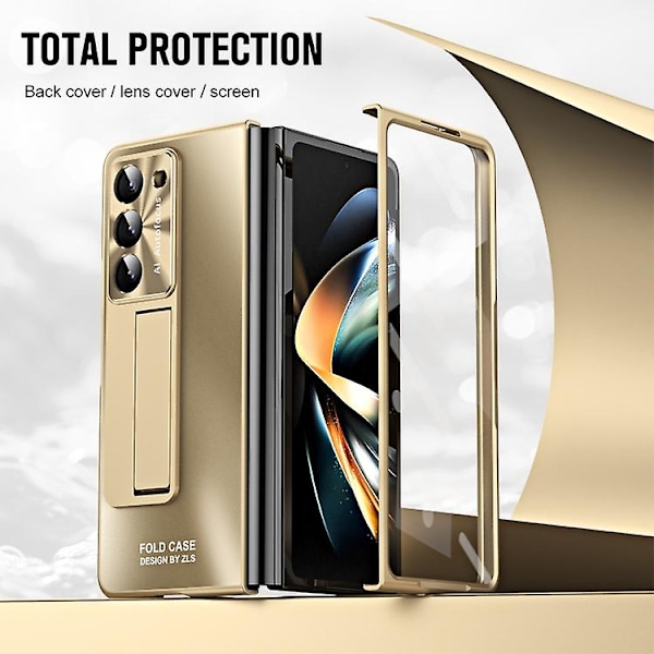 Til Samsung Galaxy Z Fold5 5g Integreret Ag Mat Foldbar Mobiltelefon Etui Med Pen Slot Champagne Gold