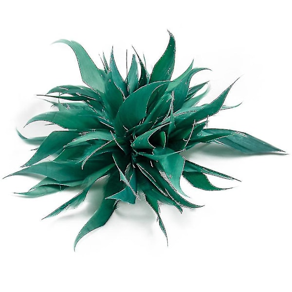 Moderigtig fjer broche strudsefjer tørklæde klemme til kvinder brocher revers nåle kjole tilbehør boutonniere damer hår dark green