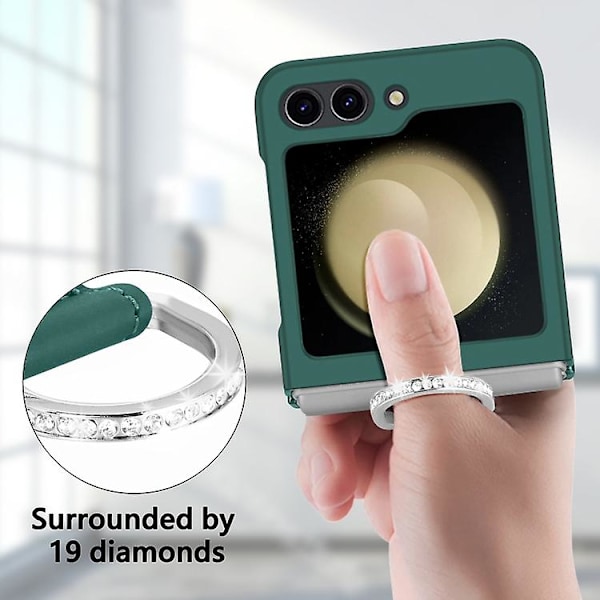 Skin-känsla Diamant Ring Stötskyddande Mobilskal för Samsung Galaxy Z Flip5 5g Green