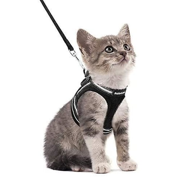 Cat Harness With Leash,breathable Kitten Harness Black Vest
