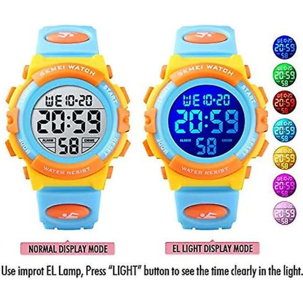 Boys Watch Digital Sports Waterproof Electronic Childrens Kids Watches Alarm Clock 12 24 H Stopwatch Calendar Boy Girl Wristwatch