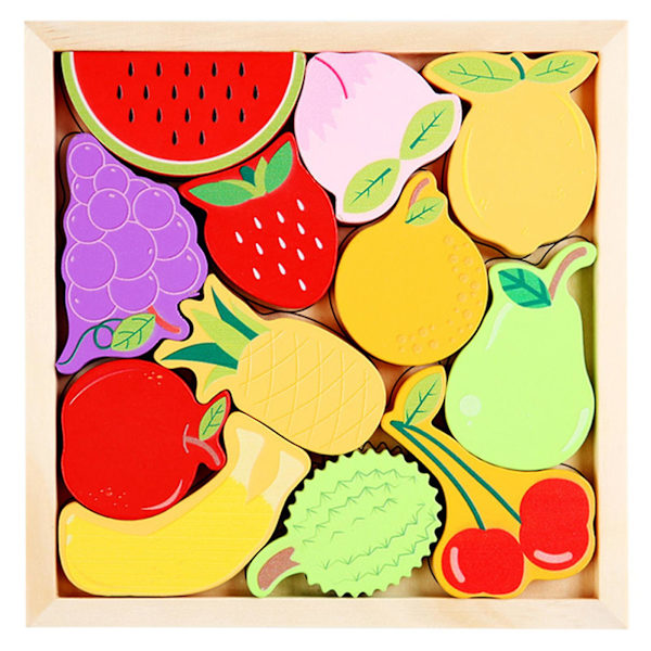 Träpussel för småbarn, DIY-montering, byggklossar, leksaker, 3D, tidig pedagogisk leksak Fruit