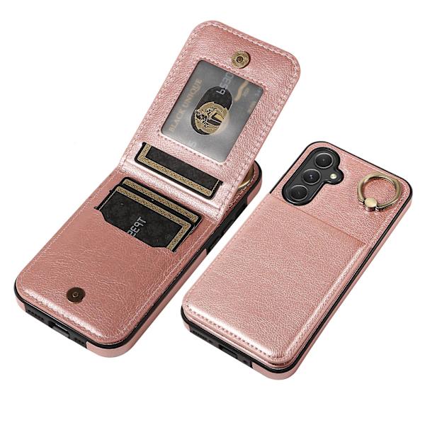 Kortholder Anti-fall Shell Pu Lær+tpu Deksel Etui Til Samsung Galaxy A54 5g Rose Gold