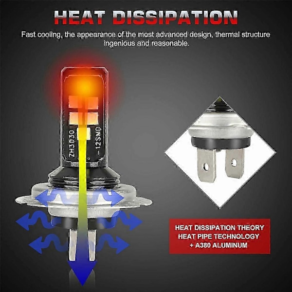 4X H7 LED-frontlys for nærlys 60000LM 6000K 220W Kald hvit