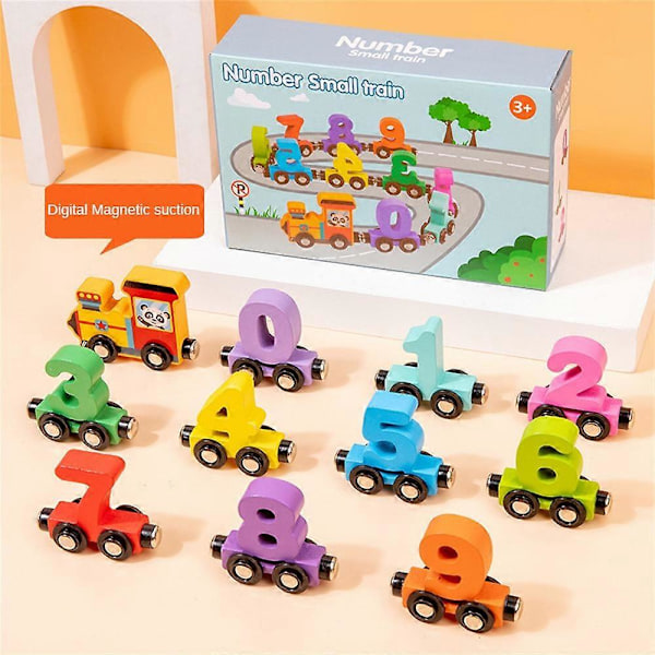 Magnetisk Digitalt Tåg Byggklossar Monteringsbil Pedagogisk Barn Trä car magnetic animal train 11 pcs