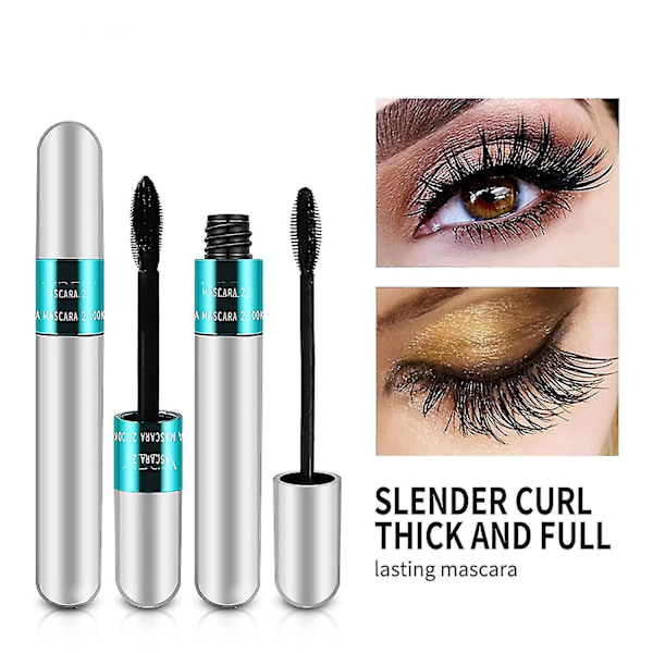2 in 1 Vibely Mascara - 5x Pidempi Kesto, Vedenkestävä Meikki, Luonnollinen Pituuden ja Volyymin Antava, Ei Muodosta Ryppyjä, 4D Silkki-Kuitu Mascara