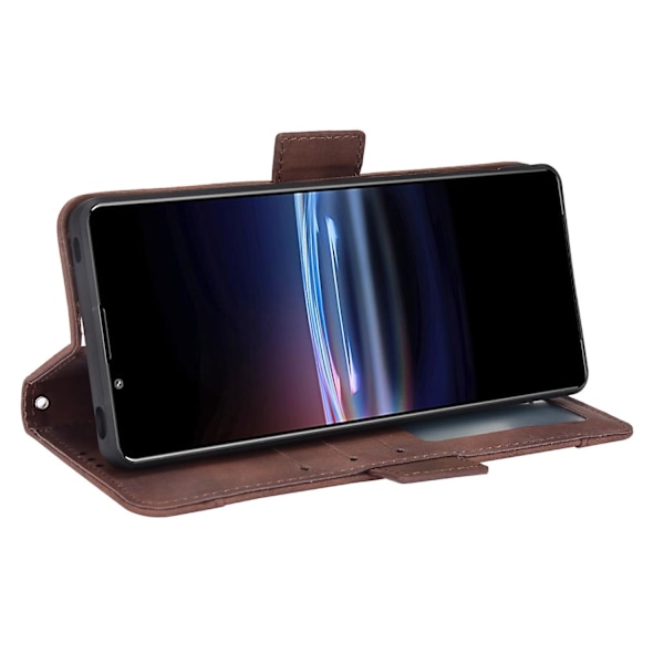 Sony Xperia Pro-i:lle pudotusta kestävä magneettikiinnitteinen läppäkotelo, useita korttipaikkoja, lompakkoteline, PU-nahkainen puhelinkotelo Brown