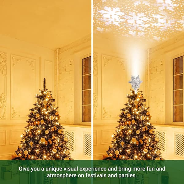 LED-snöflingsprojektor för julgranstopp, julgransdekoration