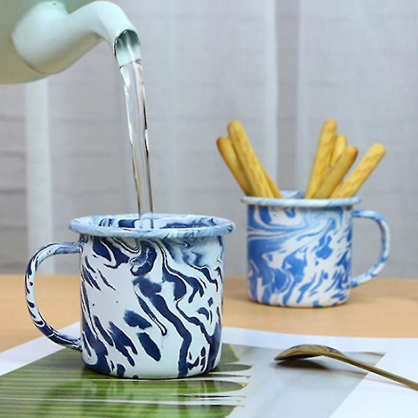 Camping Emalje Tin Metall Kanne Kaffe Te Retro Kopp Utendørs Reise Drikking Hjem Grey 8cm