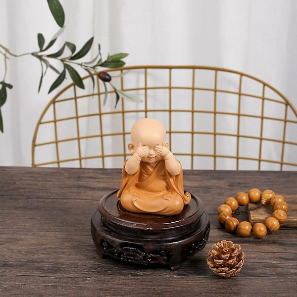 Liten munkfigur Mini munkestatue Søt Buddha munkestatue Munkfigurer Religion Harpikshåndverk Skrivebordsminiatyrer Dekorasjon   Fingerferdighetsspill D