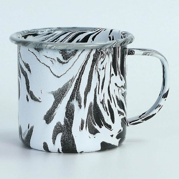 Camping Emalje Tin Metall Kanne Kaffe Te Retro Kopp Utendørs Reise Drikking Hjem Black 8cm