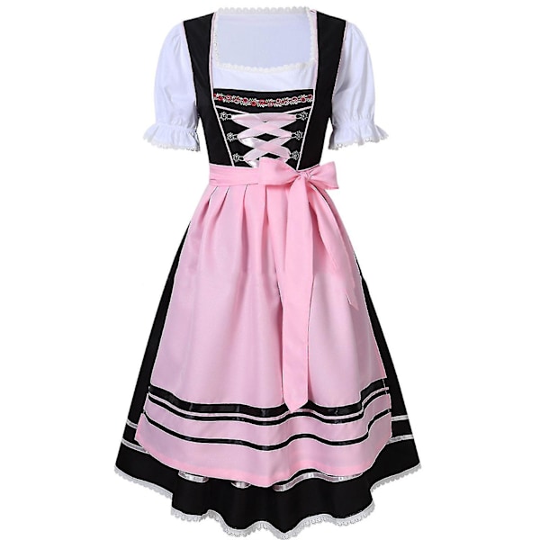 Kvinnors Tyska Oktoberfestdräkt Dirndl Traditionell Bayerisk Ölkarneval Fraulein Cosplay Piga Klädsel Outfit Black XXL