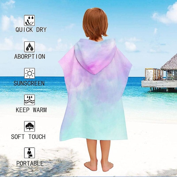 Superfin fiber Snabbtorkande barn badrock handduk absorberande strand barn badrock strand vindtät strandkläder   Fingerfärdighetsspel