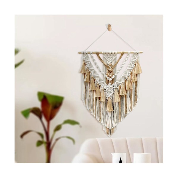 Håndvævet farverig makrame vægophæng ornament boho håndværk dekoration smuk gobelin til stue