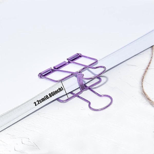 Ekstra store bindersclips, hul lang hale-clips 3,2 cm, flere farger, store papirklemmer for kontor- og skoleutstyr (10 stk.) (D-V2) purple