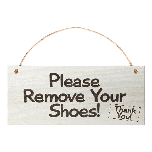 2 X Wooden Plaque Decorative Creative With Hanging Rope Please Remove Your Shoes Hanging Plaque For Home