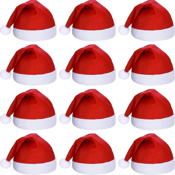 12 stykker nissehuer Julegyldne fløjlshat til julefestartikler