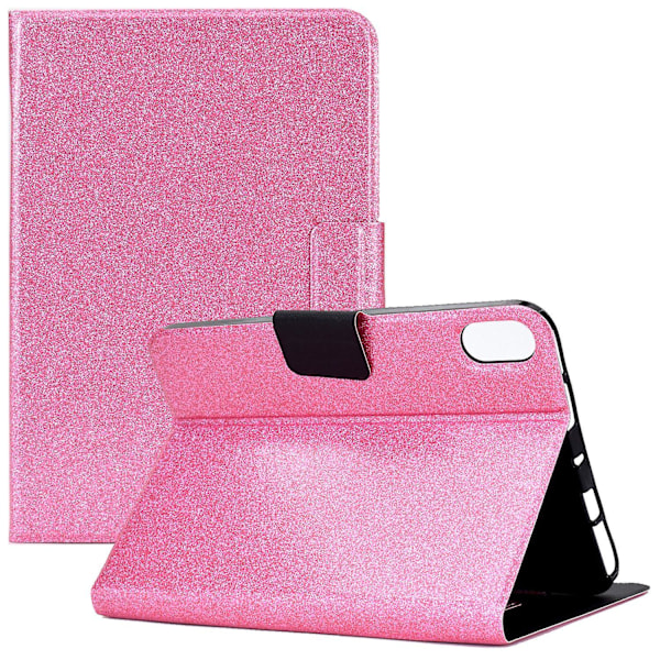 For iPad 10.9 (2022) / iPad 10. generasjon Glittery Sparkly Folio Tablet Case PU Lær Magnetisk Lås Beskyttende Deksel med Stativ Kort Holder Pink