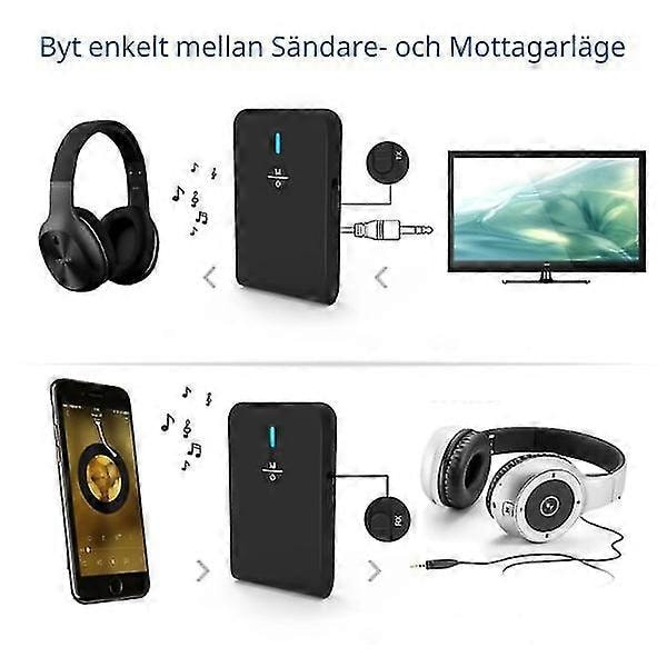 Trådlös Bluetooth-sändare och -mottagare 2 i 1 Svart 1-pack