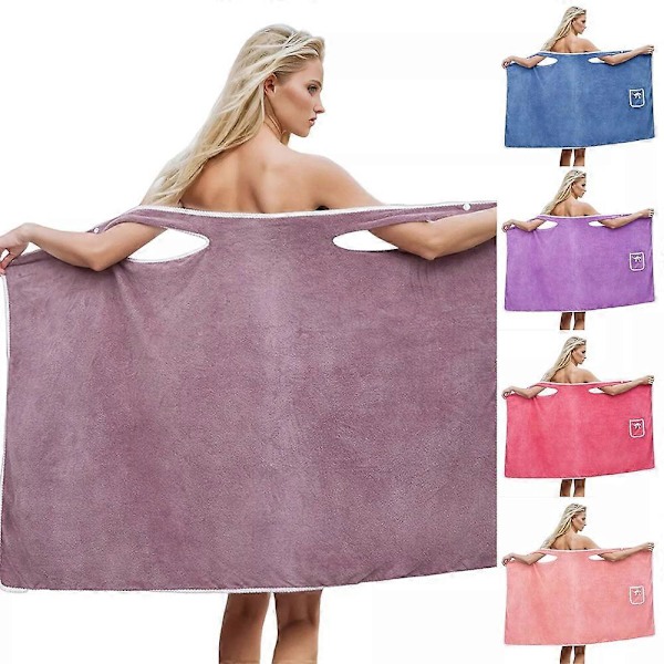 Dametøj Badekåbe, Bruseforhæng, Spa-Wrap Håndklæde Kjole Hurtigtørrende Badekåbe pale purple