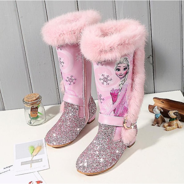 Elsa Princess Kids Winter Frozen Boots 27 Pink