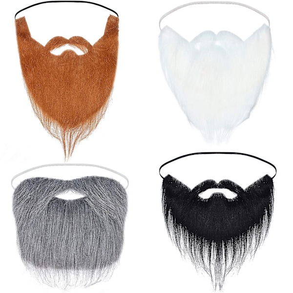 4 Pcs Fake Beards False Beards Funny Fake Mustache Fake Whisker For Costume Halloween Party Supplies