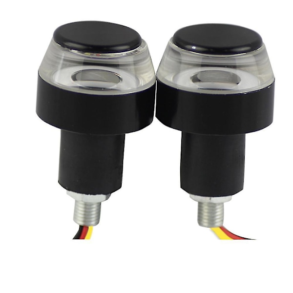 2 stk LED Motorsykkel Styreenden Signal Lys Indikator Blinklys 22mm Markør Lampe Universal Grip Side Retningslys 2pcs