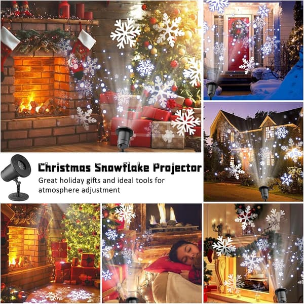 Julsnöflingeprojektorlampor - LED-snöflingeljus