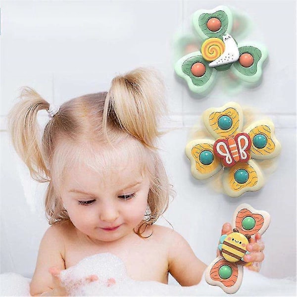 3 stk. Baby Sugerør Spinner Fidget Leke Spinnende Sommerfugl Småbarn Badeleke Gaver