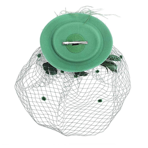 Fjäder Mesh Hatt Dam Mesh Slöja Hårnål Hatt Party Huvudbonad green