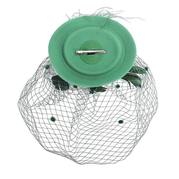 Fjær Mesh Topphatt Dame Mesh Slør Hårnål Hatt Party Hodeplagg green