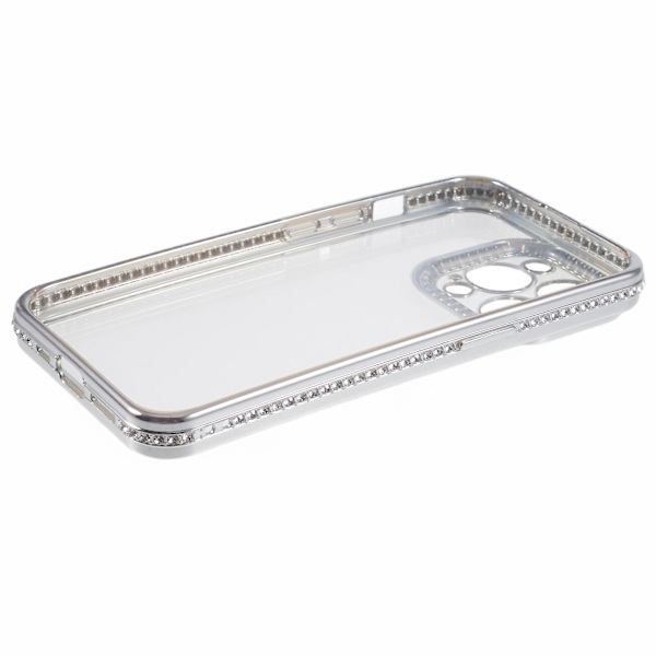 Rhinestone-dekorerad TPU-skydd för iPhone 14 Pro Max Silver