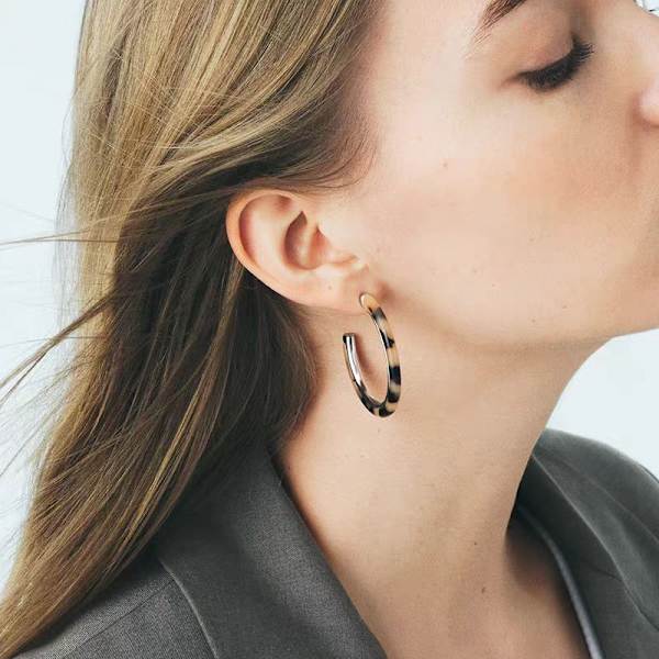 Klassiske C-formede øredobber Retro Leopard Runde Hoop Øredobber Smykker For Dating Light leopard print silver earrings