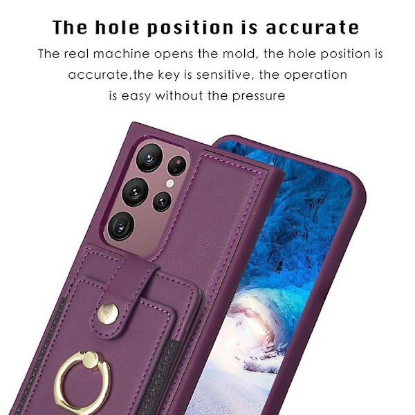 Samsung Galaxy S22 Ultra 5g Bf27 Metallirenkaan korttikotelopidike matkapuhelinkotelo Dark Purple