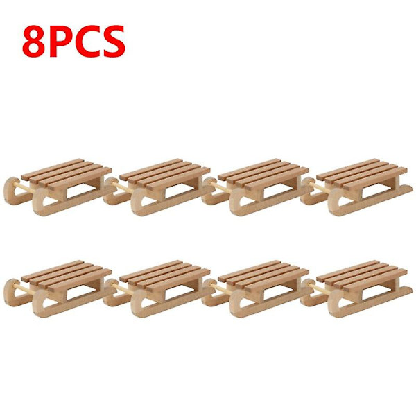 10-1stk Mini Simulering Snø Sled Håndlaget Tre Sleigh Desktop Craft Hjem Decor Snø Sled Ornament Luktfri for Dukkehus   Fingerferdighetsspill 8pcs