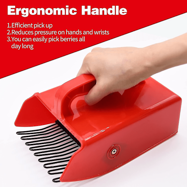 Bærsamler med metalkam og ergonomisk håndtag, til nemmere bærplukning