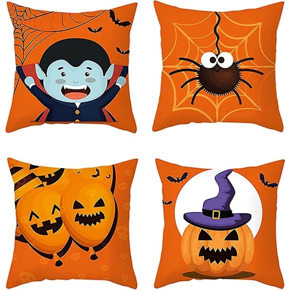 Halloween Pudebetrækssæt 4 stk Halloween Sofa Pudebetræk Halloween Kastpuder Betrækssæt Halloween Pudebetræk Betræk Pude Til Sofa Rektangulær Pude