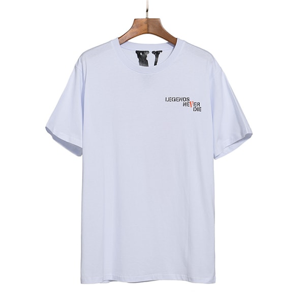 Miesten pyöreäkaula-aukkoinen lyhythihainen T-paita V kirjaimilla painettu T-paidat Puuvilla Hip Hop T-paidat,valkoinen-S White S