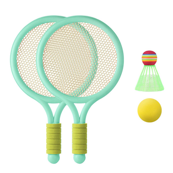 Badminton Racket Anti-skid Sports Force Training Children Badminton Racket Parent-child Game for Outdoor Green