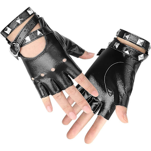 Läder Punk Handskar Fingerlösa Handskar För Kvinnor Körning Cykling Sport