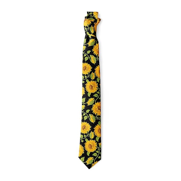 Solsikke Print Slips Mænd | Solsikke Tilbehør | Nylon Bryllup Halsbind - Mode style1