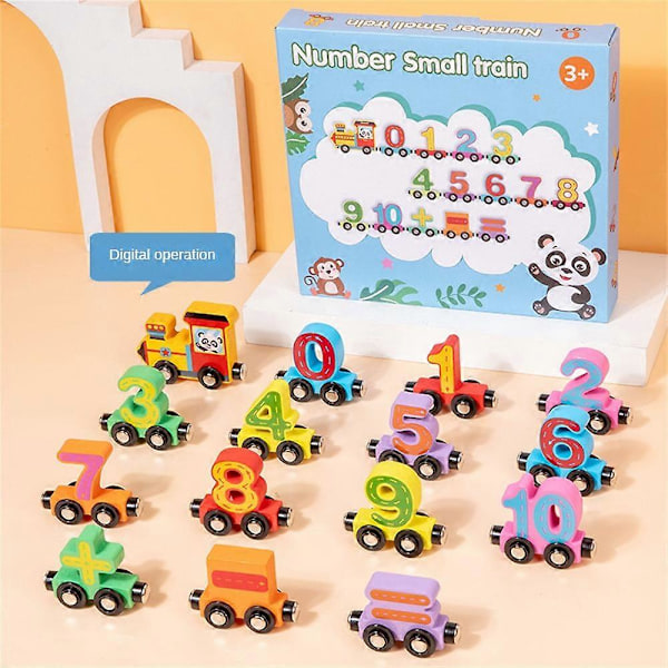 Magnetisk Digitalt Tog Byggeklodser Samling Bil Pædagogisk Børn Træ knot magnetic digital train 15 pcs