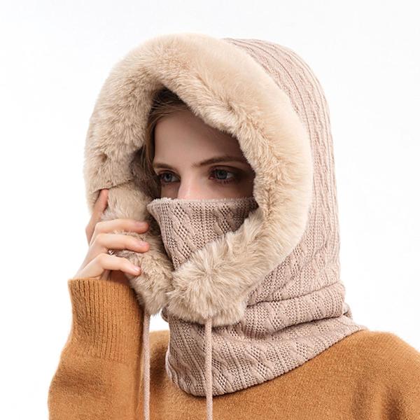 Vinterlue Utendørs Ridehjelmer Kald Skilue Varm Skjerf Maske En Kald Ermelue Beige