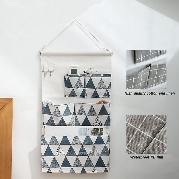 Digead Hanging Pocket, 5 Pockets Wall Hanging Storage Bag, Wall Hanging Storage Bag For Kitchen Bathroom And Office-grey